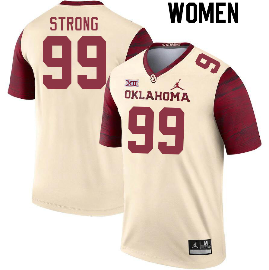 Women #99 Markus Strong Oklahoma Sooners College Football Jerseys Stitched Sale-Cream